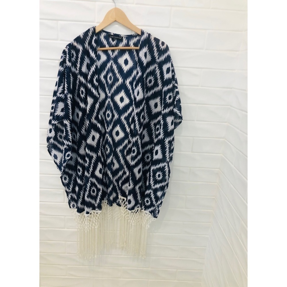 PRINT fringe coverup tunic